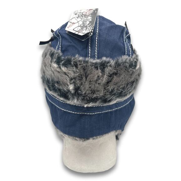 Denim Style Aviator Hat Supple Faux Fur Winter Ski Trooper Trapper Ear Flap Cap - Picture 5 of 9